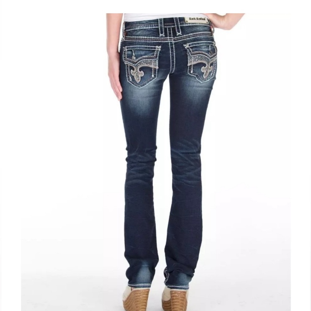Rock Revival Women's Faded Dark Indigo Straight Leg Jeans - Picture 2 of 13